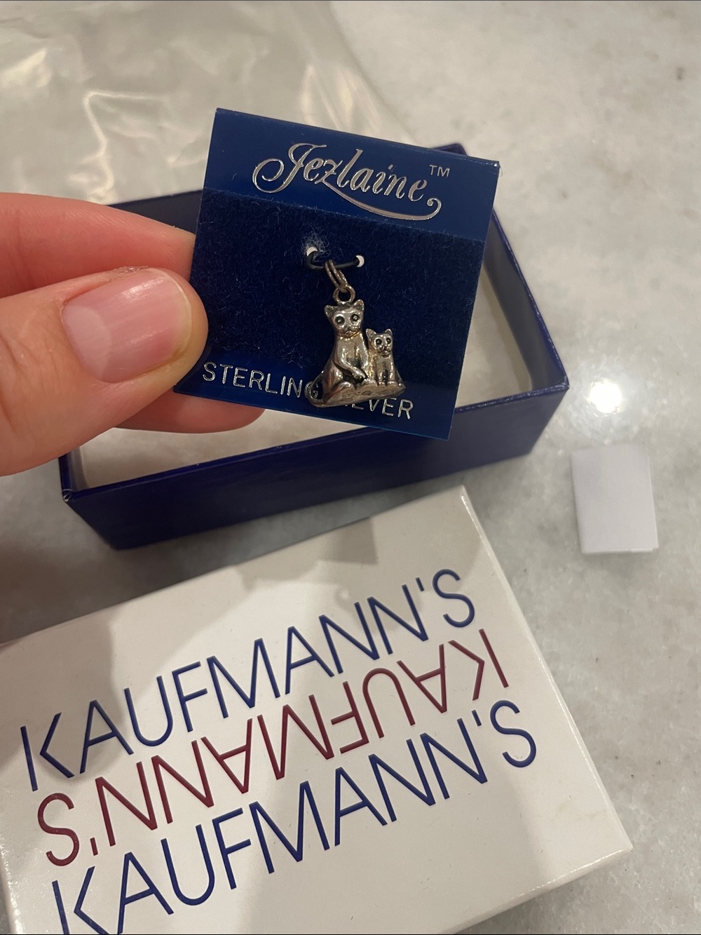 Sterling Silver Cat Mama and Kitten Charm - Silver